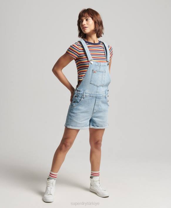 kadınlar Superdry açık mavi yardımcı tulum şort NNTB4102