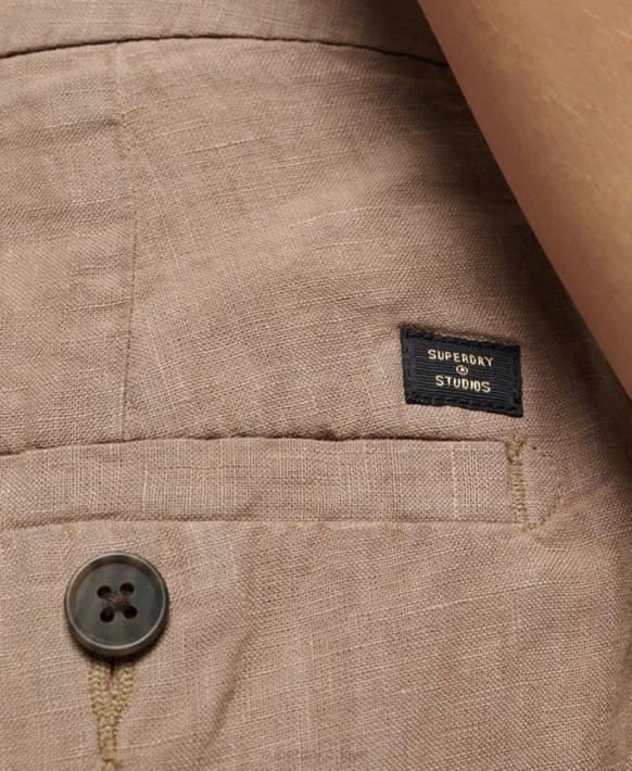 kadınlar Superdry kahverengi fazla boyanmış keten şort NNTB2125