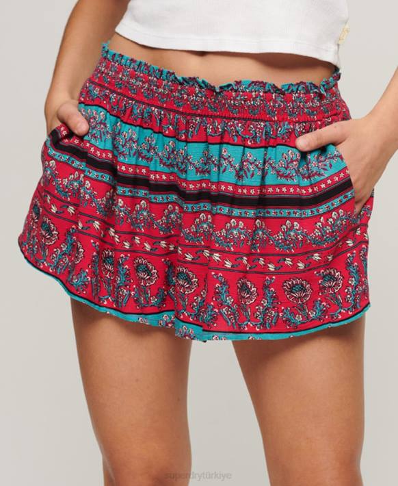 kadınlar Superdry pembe önlüklü plaj şortu NNTB2076