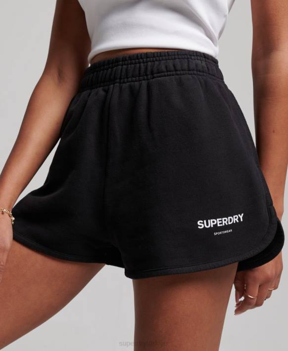 kadınlar Superdry siyah çekirdek spor eşofman şortu NNTB3149