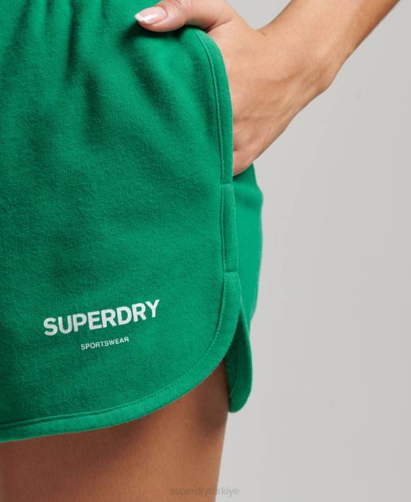 kadınlar Superdry yeşil çekirdek spor eşofman şortu NNTB3119