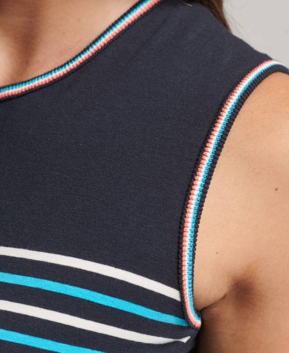 kadınlar Superdry Donanma cali çizgili atlet NNTB6508