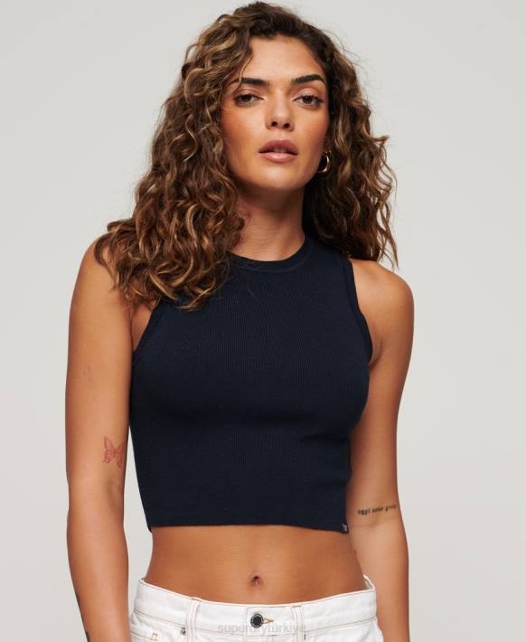 kadınlar Superdry Donanma ince örgü atlet NNTB1978