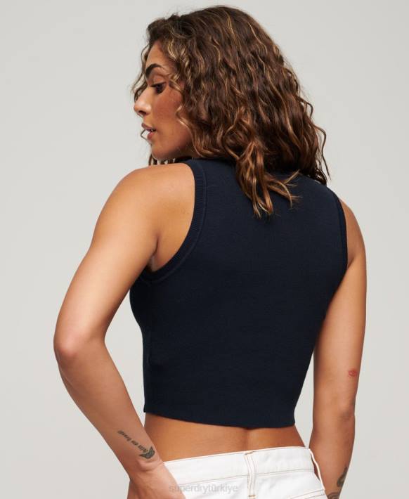 kadınlar Superdry Donanma ince örgü atlet NNTB1978