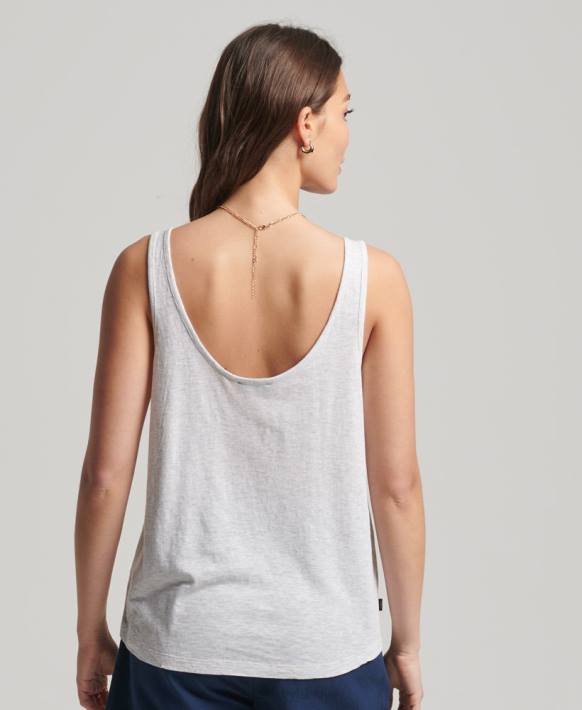 kadınlar Superdry açık gri organik pamuklu cepli atlet NNTB6590