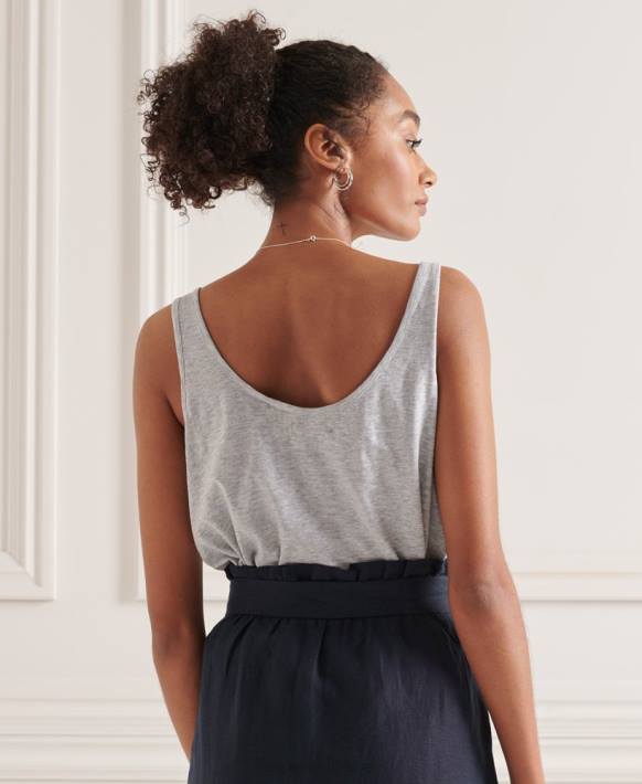 kadınlar Superdry açık gri organik pamuklu cepli atlet NNTB6728