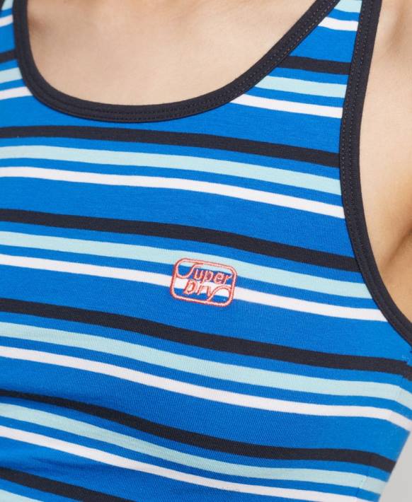 kadınlar Superdry açık mavi vintage cali çizgili yelek NNTB2986