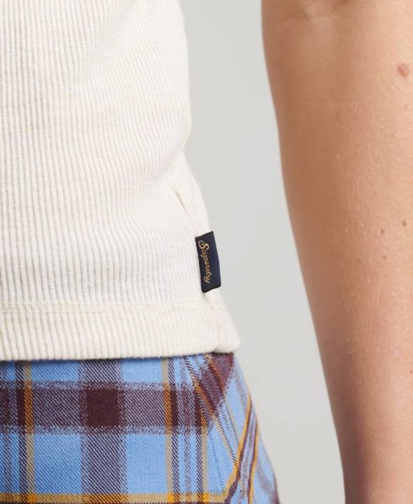 kadınlar Superdry bej dantel trim yelek üst NNTB2351