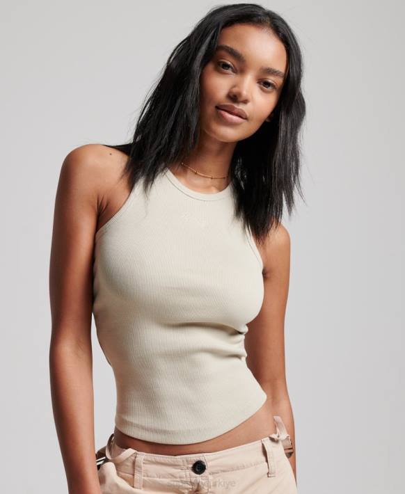 kadınlar Superdry bej temel atlet NNTB2896