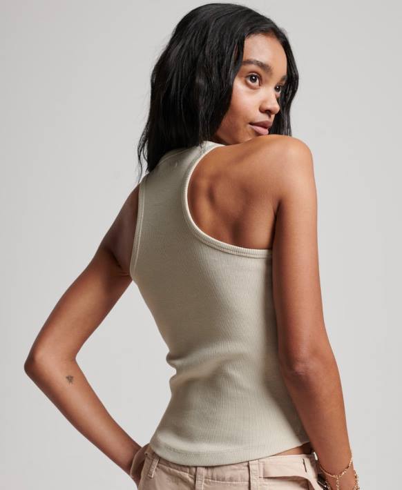 kadınlar Superdry bej temel atlet NNTB2896