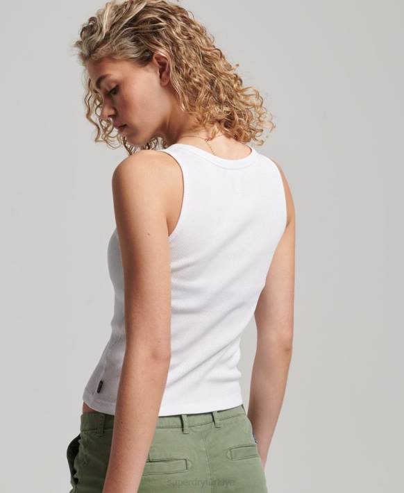 kadınlar Superdry beyaz düğmeli yelek üst NNTB3028