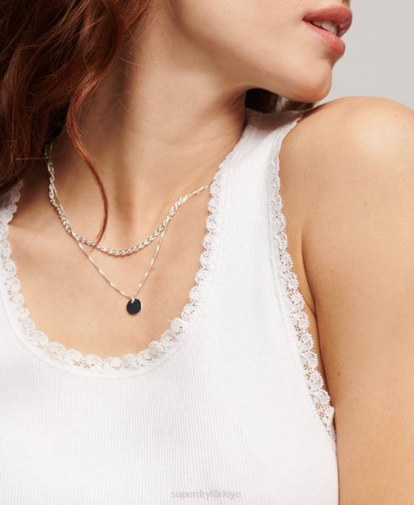 kadınlar Superdry beyaz dantel trim yelek üst NNTB1972