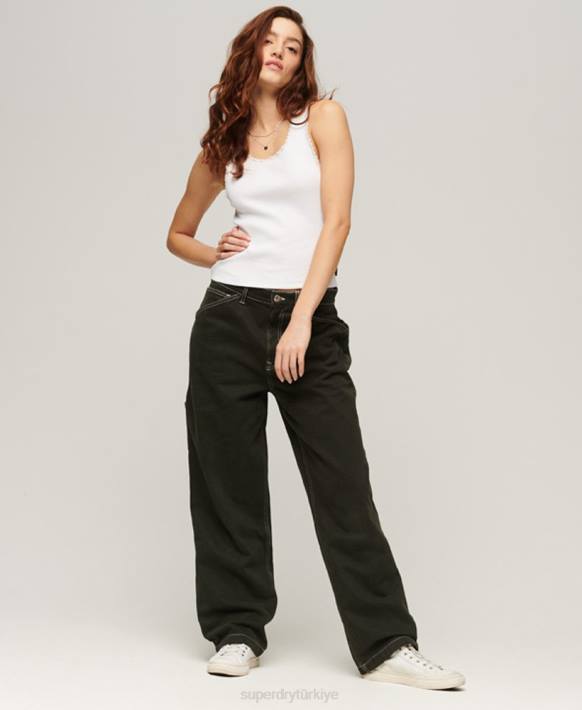 kadınlar Superdry beyaz dantel trim yelek üst NNTB1972