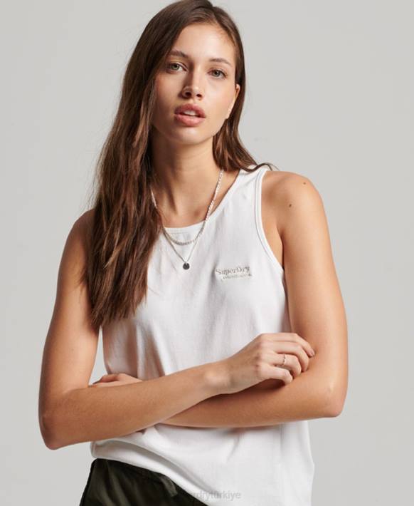 kadınlar Superdry beyaz eski logosu yelek NNTB2883