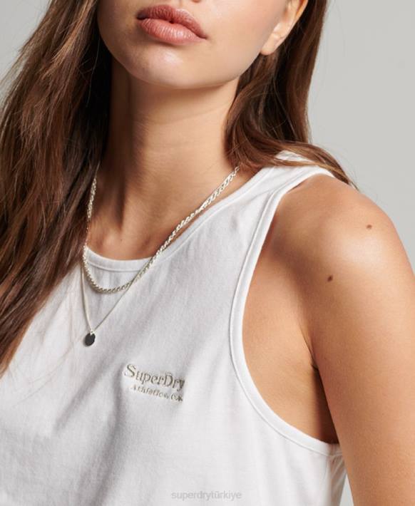 kadınlar Superdry beyaz eski logosu yelek NNTB2883