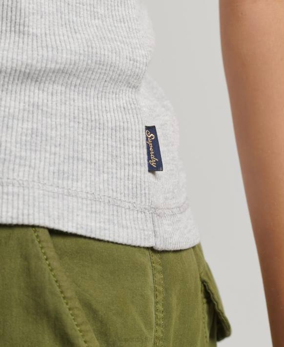 kadınlar Superdry gri dantel trim yelek üst NNTB2330