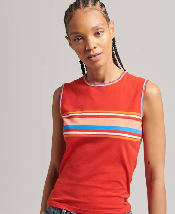 kadınlar Superdry kırmızı cali çizgili atlet NNTB6536