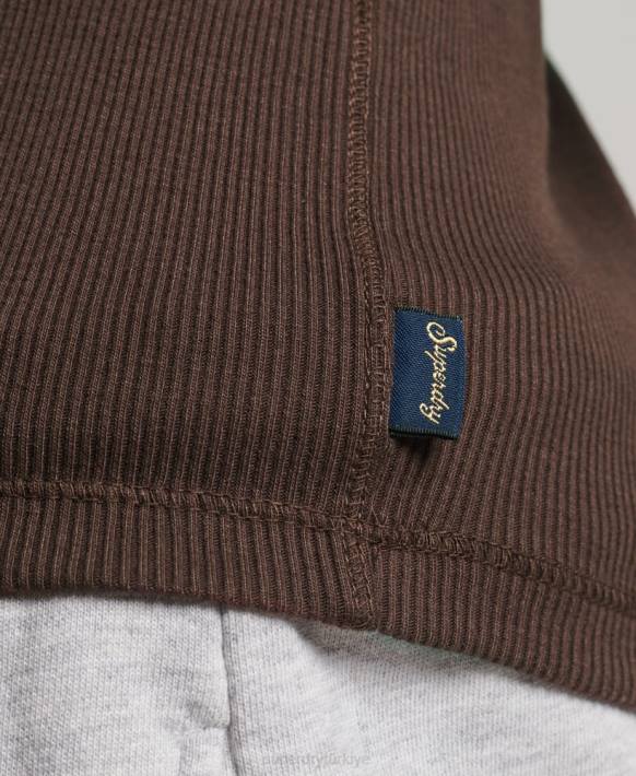 kadınlar Superdry kahverengi düğmeli yelek üst NNTB2939