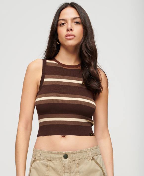 kadınlar Superdry kahverengi ince örgü atlet NNTB2105