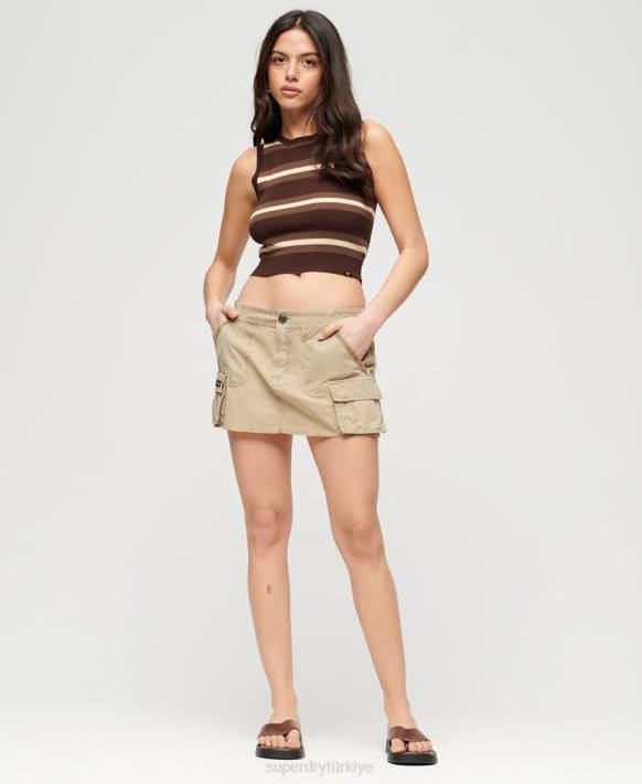 kadınlar Superdry kahverengi ince örgü atlet NNTB2105