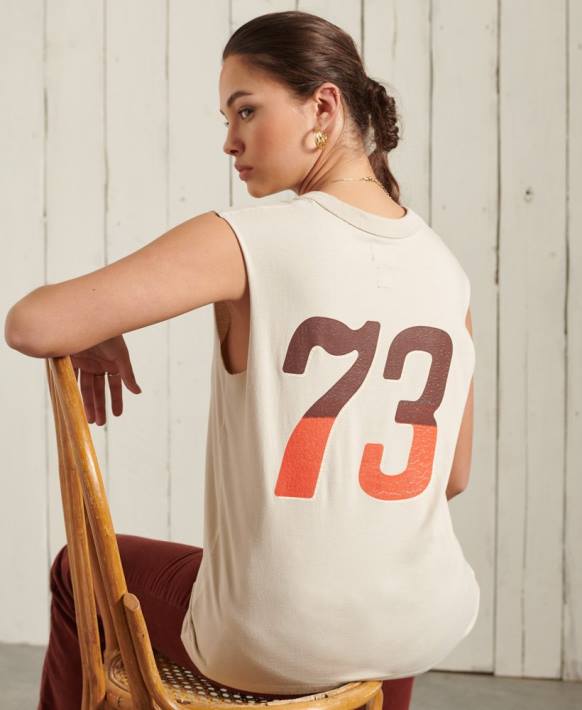 kadınlar Superdry krem bohem bantlı yelek üst NNTB3079