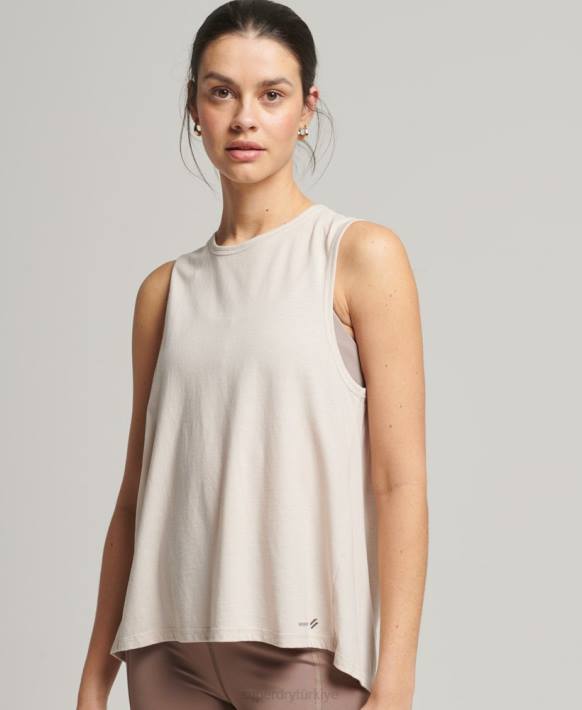 kadınlar Superdry krem esnek gevşek arkası açık tank NNTB6313