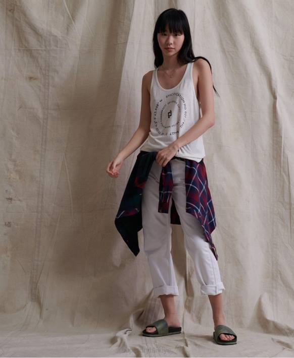 kadınlar Superdry krem çöl keten yelek NNTB3083