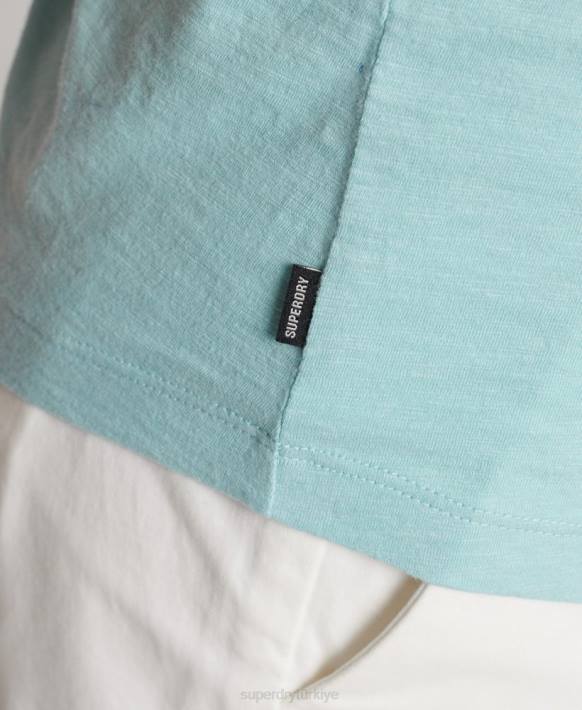 kadınlar Superdry mavi organik pamuklu cepli atlet NNTB6744