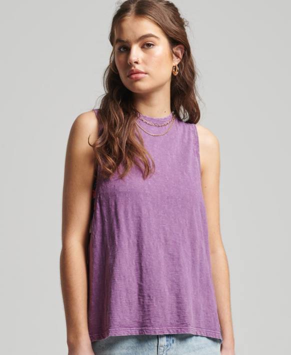 kadınlar Superdry mor organik pamuk vintage surf ranchero yelek NNTB6693