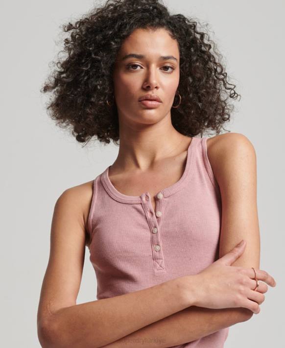 kadınlar Superdry pembe düğmeli yelek üst NNTB2890