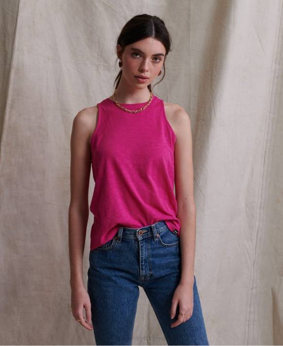 kadınlar Superdry pembe lily kroşe ekle yelek üst NNTB3085