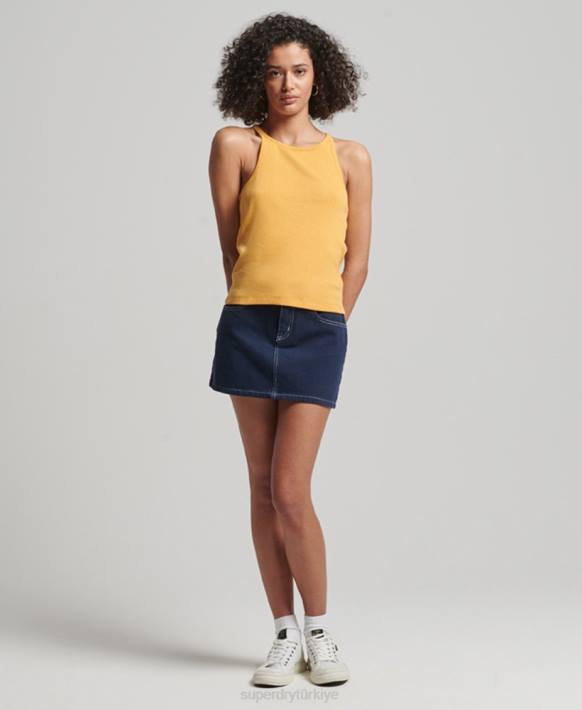kadınlar Superdry sarı yarışçı yelek üst NNTB2945