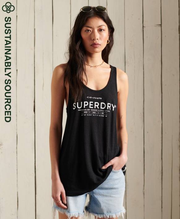 kadınlar Superdry siyah çöl keten yelek NNTB3090