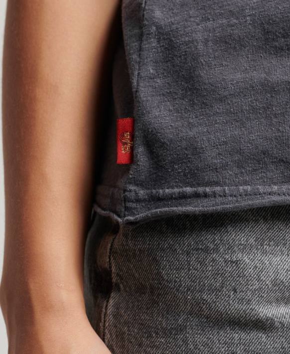 kadınlar Superdry siyah vintage merch mağaza yelek NNTB2910