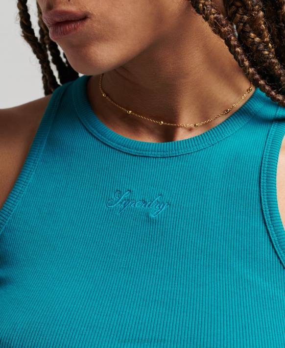 kadınlar Superdry turkuaz temel atlet NNTB2979