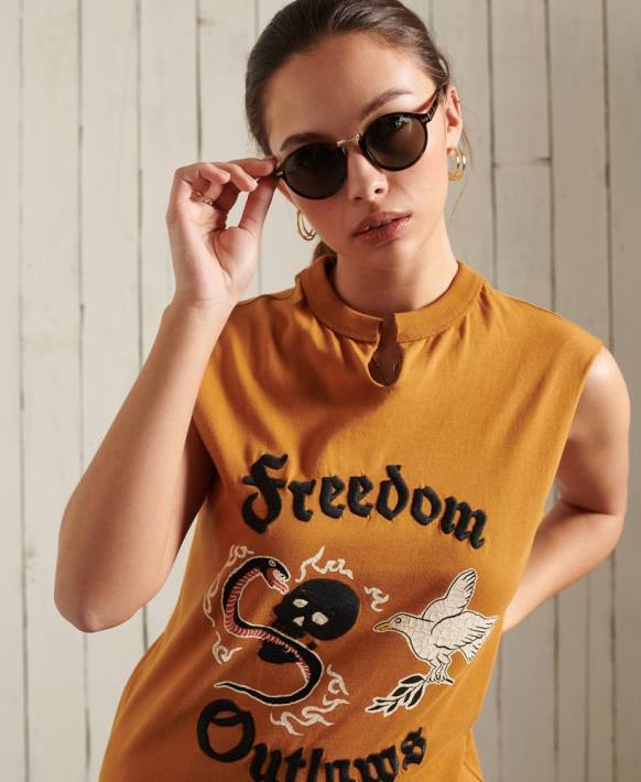 kadınlar Superdry turuncu bohem bantlı yelek üst NNTB3081