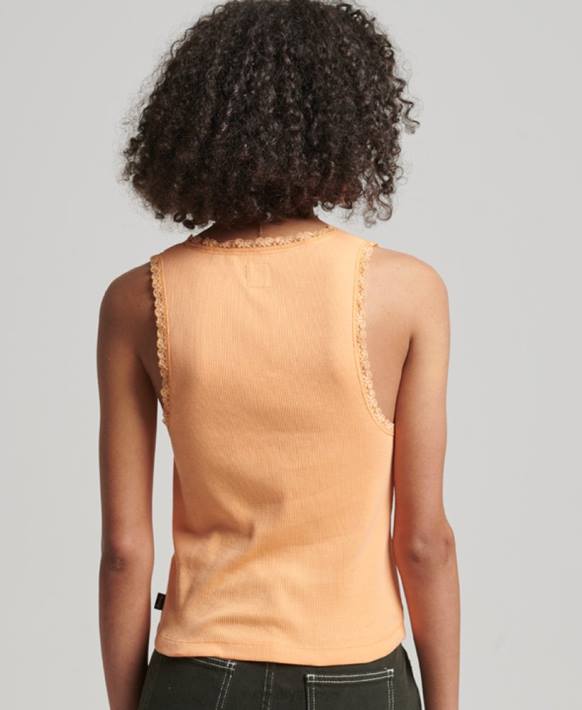 kadınlar Superdry turuncu dantel trim yelek üst NNTB2331