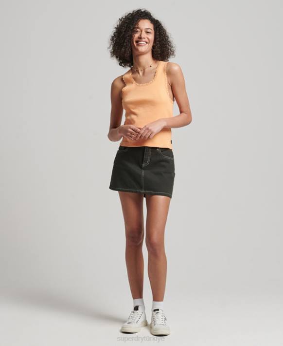 kadınlar Superdry turuncu dantel trim yelek üst NNTB2331