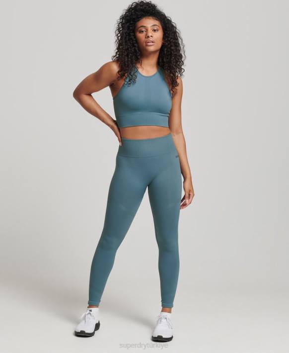 kadınlar Superdry mavi çekirdek dikişsiz tayt NNTB4064
