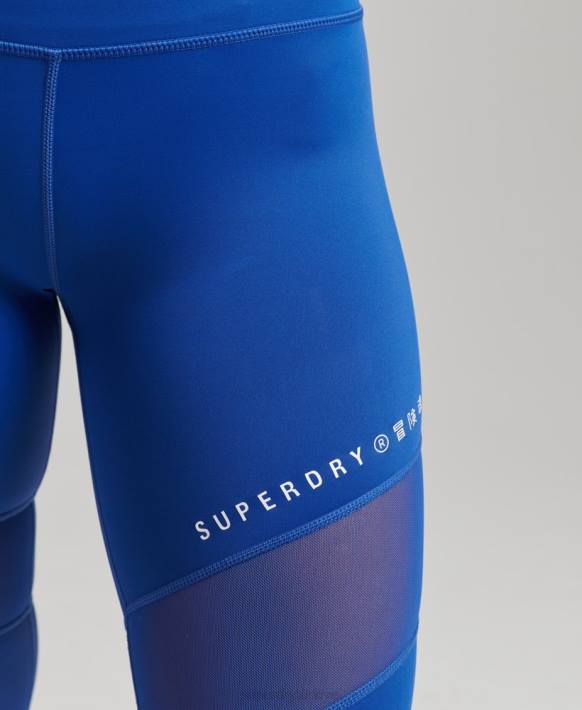 kadınlar Superdry mavi file antrenman taytı 7/8 NNTB6336