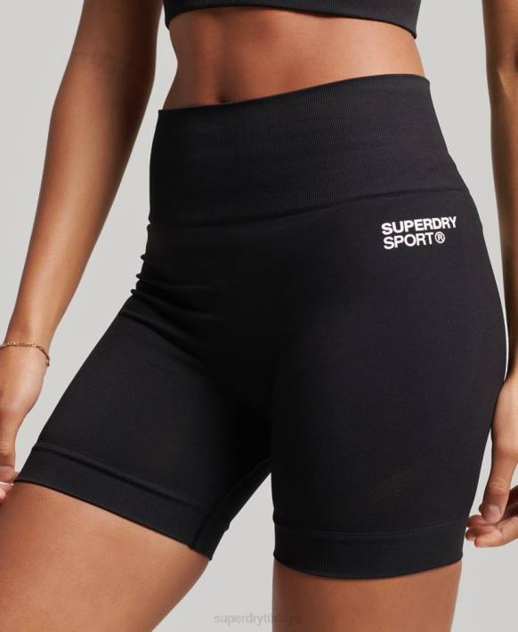 kadınlar Superdry siyah çekirdek dikişsiz dar şort NNTB3117