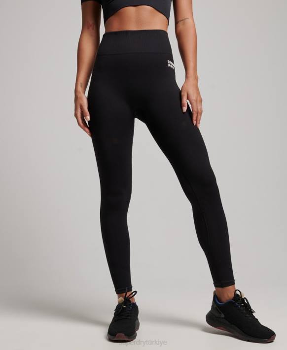 kadınlar Superdry siyah çekirdek dikişsiz dar tayt NNTB4051