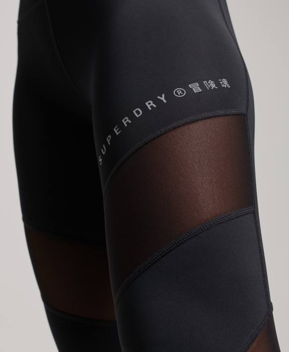 kadınlar Superdry siyah file antrenman taytı 7/8 NNTB4080