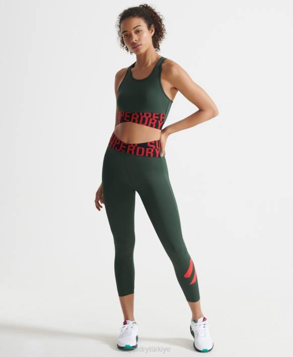 kadınlar Superdry yeşil antrenman çapraz 7/8 tayt NNTB4087