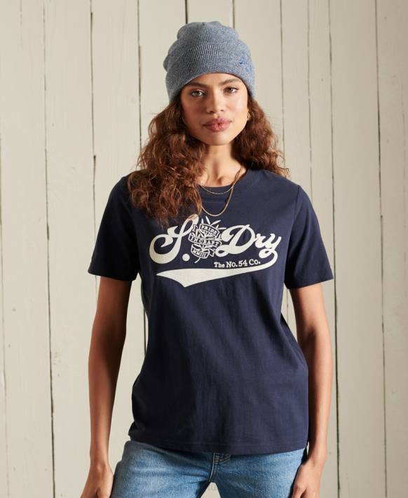 kadınlar Superdry Donanma zanaat t-shirt gurur NNTB6284