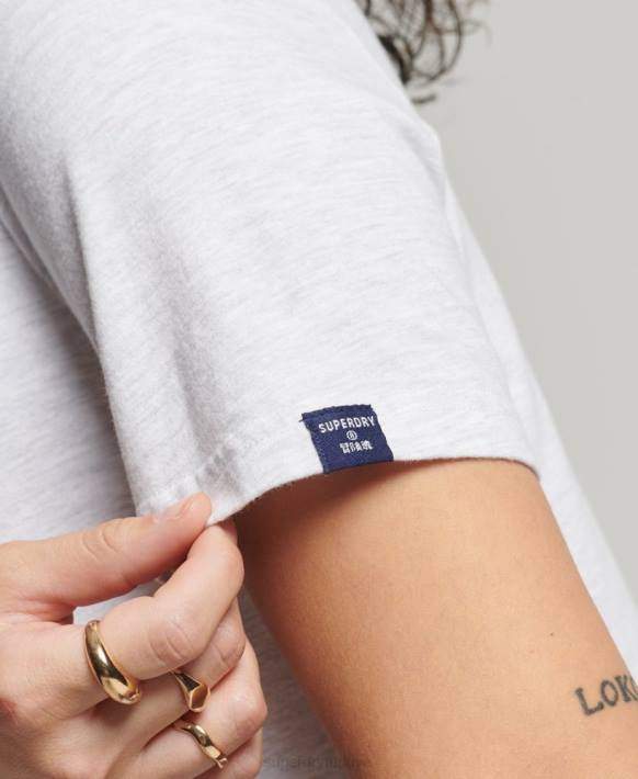kadınlar Superdry açık gri çekirdek logolu tişört NNTB2760