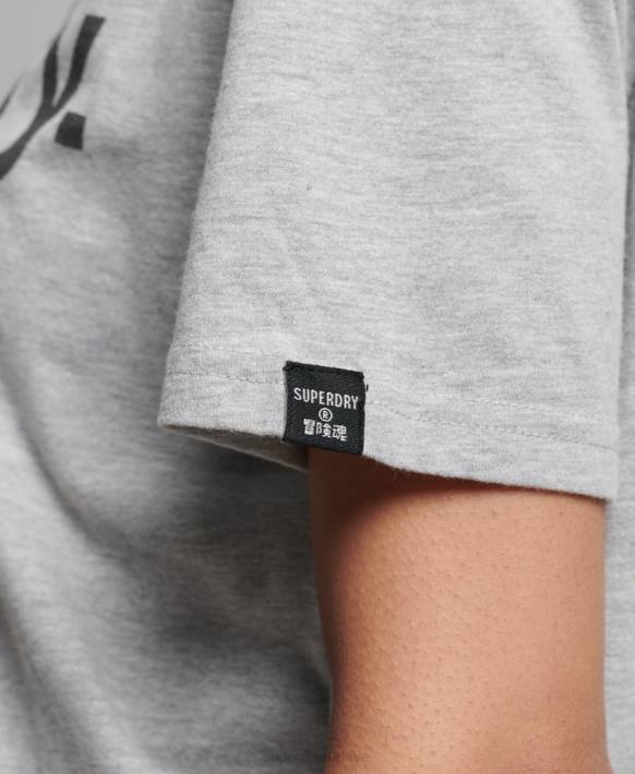 kadınlar Superdry açık gri çekirdek logolu tişört NNTB6281