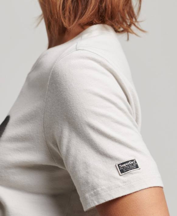 kadınlar Superdry açık gri eski işlemeli t-shirt NNTB2654