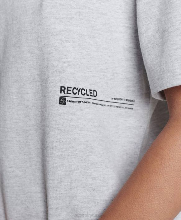 kadınlar Superdry açık gri geri dönüştürülmüş mikro orta tişört NNTB2780