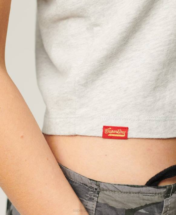 kadınlar Superdry açık gri iş giysisi yazılı grafik tişört NNTB2115